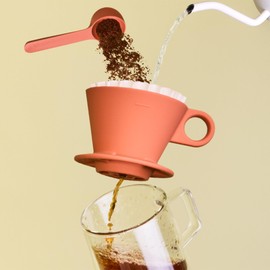 Verve Dwell Dripper Pour Over Coffee Maker Set, Non-Electric Coffee Dripper, Manual Brew Maker (Red)