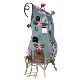 Garden Mile® Novelty Garden Ornaments Waterproof Fairy House Outdoor Decoration Fun Metal Hand Painted Decor Weatherproof (Pixie Palace)