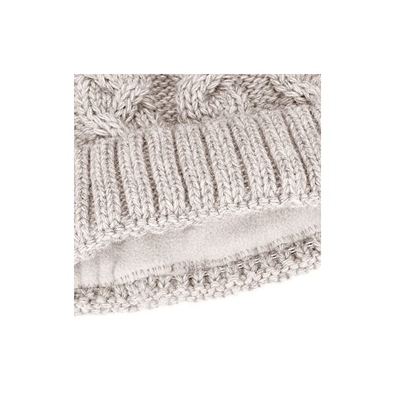 Neverless® Women's Knitted Hat with Inner Lining Fleece Fur Pompom