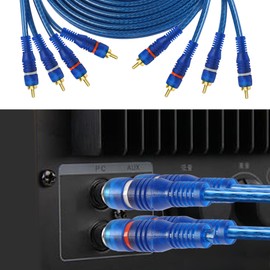 MEIRIYFA 4 Channel RCA Car Audio Interconnect Cable, 4 RCA Male to RCA Male Stereo Audio Cable Twisted Pair Cable OFC Cord High-End for Car, Marine, Motorcycle - 5M