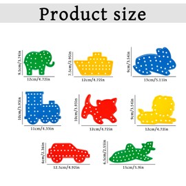 Tabanzhe Threading Board 8PCS Threading Board Set DIY Stringing Game Cards with Animals and Transport Shapes Early Learning Lacing Games for Kids Boys Girls