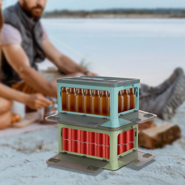 Foldable Plastic Storage Bin Stackable Storage Box 2 Tier Storage