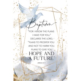DEXSA Baptism Wood Plaque - Made in the USA - 6 in x 9 in - Vertical Frame Wall & Tabletop Decoration | Easel & Hanging Hook | "For I know the plans I have for you," declares the Lord," Jeremiah 29:11
