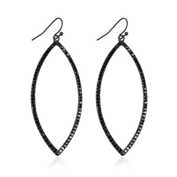 Sparkly Rhinestone Lightweight Geometric Hoop Drop Earrings - Teardrop, Pear,