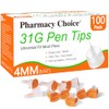 Pen Tips 31G x 4mm(5/32") Universal Fit, Sterile，Ultra-Thin Wall Technology.