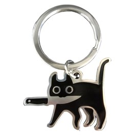 Vayfoni Cat Keyring Cute Keychain Funny Cat Gifts for Women - Black Metal Animal Key Ring for Girls Ladies Cat Lovers Birthday Present