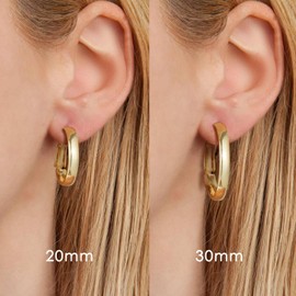 GIORGIA GIBBS 14K Gold Hoop Earrings for Women Trendy Gold Earrings Polished Gold Chunky Hoop Earrings Classic Dainty Gold Earrings Hoops 20mm,30mm (30mm)