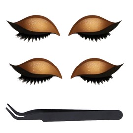 Lazy Eye Shadow Eyelash Patch, 2 Pairs Brown Lazy Eyelid Stickers With Tweezers, Reusable Eyeshadow Stickers for Easy Makeup Application at Home or on the Go
