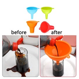 4 Pcs Multicolor Reusable Kitchen Funnel Set - Food Grade Silicone Collapsible Funnel, Funnels for Kitchen Use Filling Water or Powder, Liquid Transfer