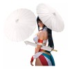 Grupo Carnavallia Sombrilla China Madera Blanca Tela Bambú Flores Boda