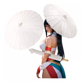 Grupo Carnavallia Sombrilla China Madera Blanca Tela Bambú Flores Boda Recuerd