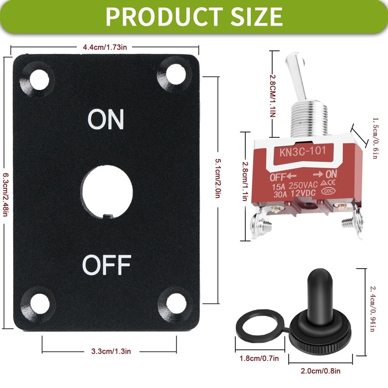 HOKAAER Heavy Duty Toggle Switch ON-Off 12V DC 30A 2