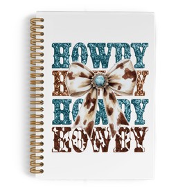 QLMX Retro Howdy Western Coquette Spiral Notebook, Coquette Cowgirl Journal Notebook, Western Notebooks for School Work, Preppy Cowgirl School Supplies Gifts for Women, 5.5x8.3 Inch