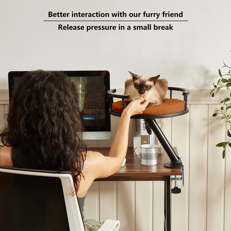 JuoPool Cat Desk Bed - Desktop Attachment Cat Perch for