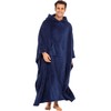 Alexander Del Rossa Long Hooded Fleece Blanket Robe, Poncho with