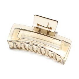 QinGoo Medium Size Transparent Gray Hair Claw Clear Hair Clip, Firm, Hair Clip, Hair Accessory, Cute, Stylish, Ladies, Korean, 1 Piece (3.4 x 1.8 inches (8.6 x 4.6 cm), Grey)