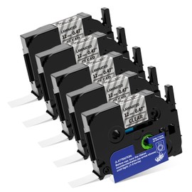 TZe-131 Compatible with Brother P touch Label Tape Clear AZe-131 12mm 0.47 Laminated Ptouch Label Maker Tape TZe131 for PT-200 210 1180 1750 2040 1890 1280 TZe TZ Refills ½”(0.47”) x 26.2 ft (8m), 5PK