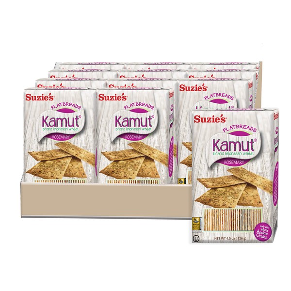 Suzie's Kamut Flatbreads with Rosemary, 4.5 Ounce Boxes (Pack of 12)