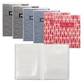 Better Office Products 36 Photo Mini Photo Album, 4 x 6 Inch, Pack of 6, Flexible Cover with Removable Decorative Inserts, Clear View Front Cover, 6 Pack