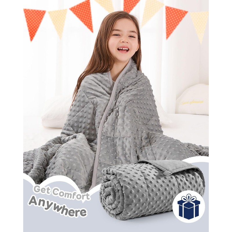 Kivik Weighted Blanket 7lbs, Small Minky Dotted Blankets, Soft Heavy