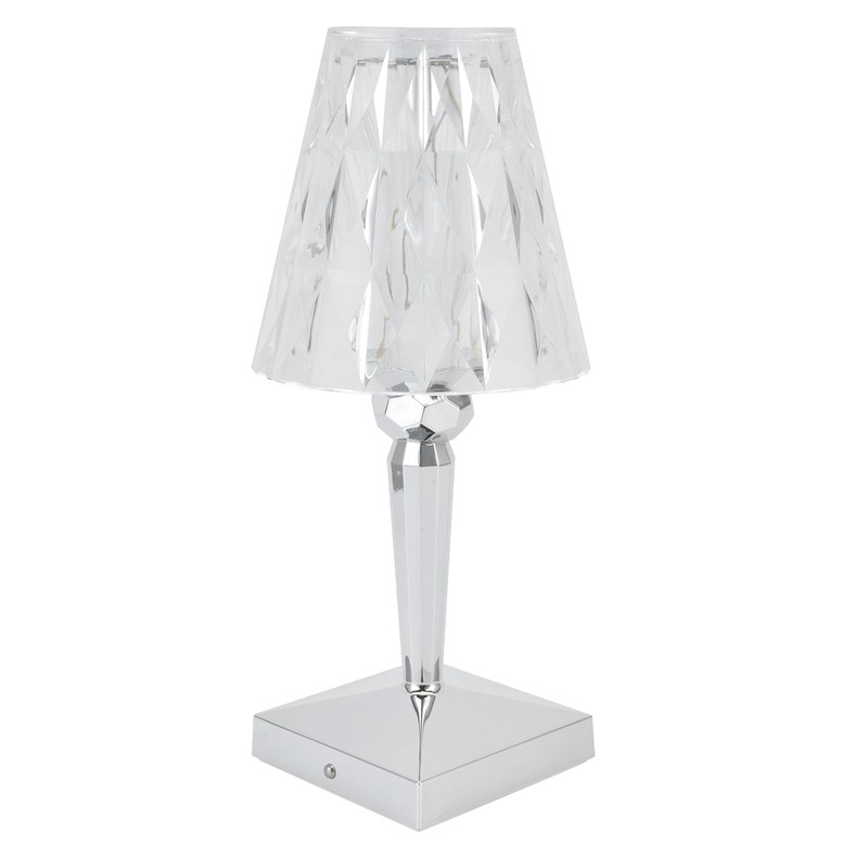 LED Crystal Table Lamp Transparent Prism Dimmable Desk Lamp USB