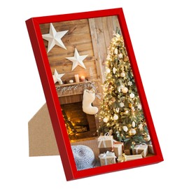 upsimples 5x7 Picture Frame Set of 3, Made of High Definition Glass for 5x7 Red Frames, Wall and Tabletop Display Thin Border Photo Frame for Home Décor