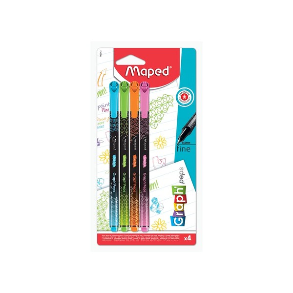 Maped Fineliner Pen Graph' Peps 749043 0.4mm 4 Colours