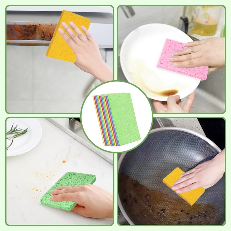 12 PCS Pop up Eco Sponges Compostable Non Scratch Washing