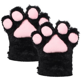 SAFIGLE 1 Pair Plush Cat Paw Gloves Warm Winter Claw Mittens for Women, Perfect for Cosplay and Costumes Winter Gloves Winter Gloves for Women Black