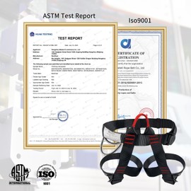 NewDoar Adjustable Thickness Climbing Harness,CE Certification Wider Half Body Harness for Rock Rappelling Fire Rescuing Tree Climbing Gear (Black)