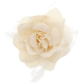 Topkids Accessories Rose Flower Hair Clip Hairband Floral Corsage Fascinator Hair Band Aligator Beak Grip for Women & Girls Wedding Prom Party Special Occasion (Cream)