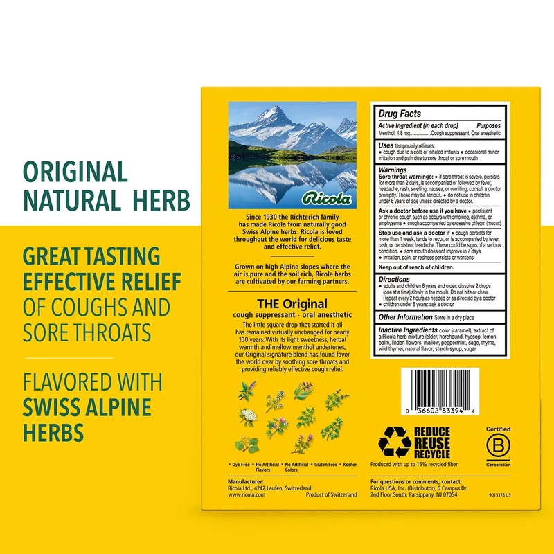Ricola Original Natural Herb Cough Drops, 210 Count – Soothing