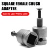 2Pcs Threaded Drill Chuck Square Female Adapter, 3/8" Square Female