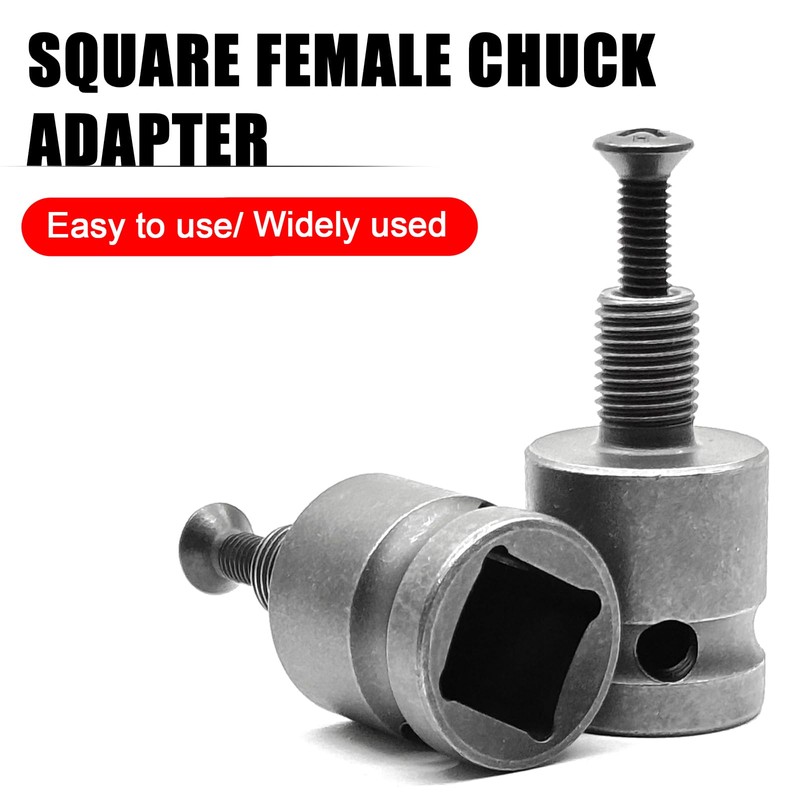 2Pcs Threaded Drill Chuck Square Female Adapter, 3/8" Square Female