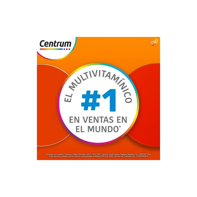 Multivitamínico Centrum Performance con Vitamina B, Vitamina C, Hierro, Potasio