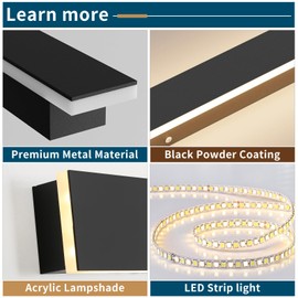 Daoseolo 2 Pack 31.4inch Modern Outdoor LED Wall Sconce, Dimmable 3000K-6000K with Remote Control, IP65 Waterproof, Black Aluminium Long Exterior Wall Light Fixture for Porch, Patio, Garage, Yard