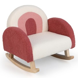 HONEY JOY Toddler Rocking Chair, Kids Rocker Chair with Solid Wood Frame & Plush Fabric, Kids Furniture Sofa w/Anti-Tipping Design, Toddler Couch for Kids Room, Playroom, Nursery, Bedroom (Red)