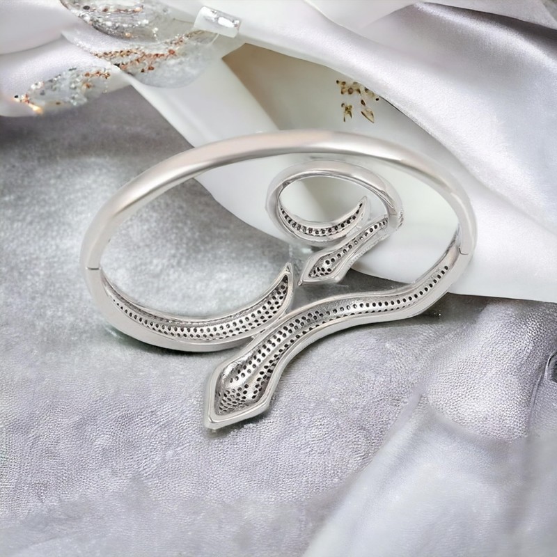 East West jewellery snake shape bangle and ring set,925 Sterling