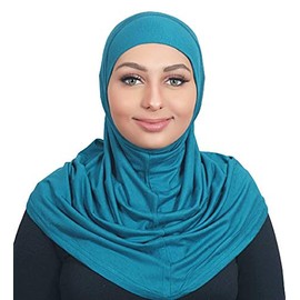 Al Ameera Muslim Hijab Cotton Amira 2 piece Hood & Hijab Tube Underscarf Cap (Blue)