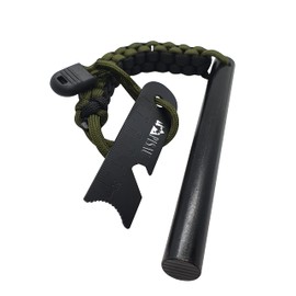 PISAU 12.7cm Ferrocerium Ferro Rod Flint Fire Starter Waterproof Survival|Flint&Steel Rods with Multi-Tool Striker&Paracord Neck-Wrist Lanyard for Your Camping, Hiking & Emergency Gear|50,000+ Strikes