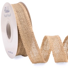 Ribbli Jute Burlap Ribbon 1 Inch x 10 Yard,Natural Solid Ribbon for Crafts,Gift Wrapping,Wreath,Tree Decoration,Outdoor Decoration(Non-Wired)