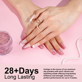 EODCI Dip Powder Orange Color, Purple Sequin Glitter Nail Dipping Powder French Powder Pro Collection System Nail Art Starter Manicure Salon DIY at Home, Odor-Free & Long-Lasting