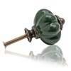 Seimneire 4pcs Dark Green Pumpkin Knobs, Vintage Ceramic Cabinet Knobs,