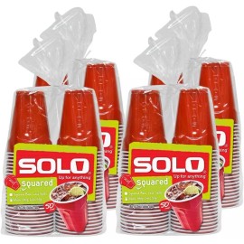 SOLO Red Squared Plastic Party Cups 18oz 200 Count
