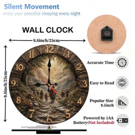 Lancholy 10-Inch Silent Wooden Wall Clock, Religious Wall Clock Stone Pathway Jesus Christ Disciples ” Silent Non-Ticking Clock, Battery Operated (AA Batteries Not Included), Artistic Home Decor