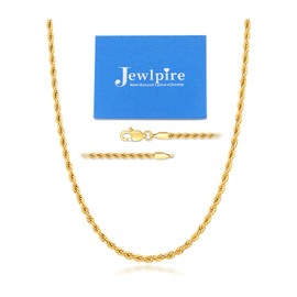 Jewlpire 14K Plated Gold Chain Necklace for Men, 4mm Rope Chain Gold Chain for Men Sturdy Men's Chain Necklaces, 20 Inch
