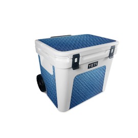 MightySkins Carbon Fiber Skin Compatible with Yeti Roadie 60 Wheeled Cooler - Blue Gridiron | Protective, Durable Textured Carbon Fiber Finish | Easy to Apply and Change Style | Made in The USA