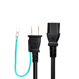 Small Lab AC Power Cable, 3.9 ft (1.5 m), 3 Pin Socket (Female) to 2 Pin Plug (Male) PSE Certified, Ground Wire, Maximum 1200W 12A, Compatible with Desktops, Monitors, Displays, Printers, AC Adapters