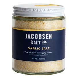 Jacobsen Salt Co. Garlic Salt – Kosher Sea Salt, Non-Iodized Made in USA, Non-GMO, Steak Seasoning, Garlic Flavored, Real Salt – 3.38oz