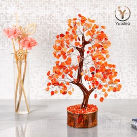 Carnelian Crystal - Gemstone Tree, Stone Tree, Crystal Tree for Positive Energy, Healing Crystals, Chakra Tree of Life, Gemstones and Crystals
